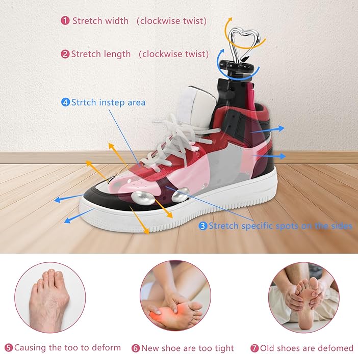 Shoe Stretcher Women Men, Boot Stretcher Wide Feet, 4-Way Shoe Widener & Expander for Stretch Length & Width