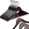 TOPIA HANGER Cherry Wood Hangers 30 Pack, Space Saving Coat Hanger with 360° Swivel Cascading Loop Hook, Non Slip Pants Bar and Shoulder Notches for Camisole, Jacket, Suit (Mahogany) -CT74M30