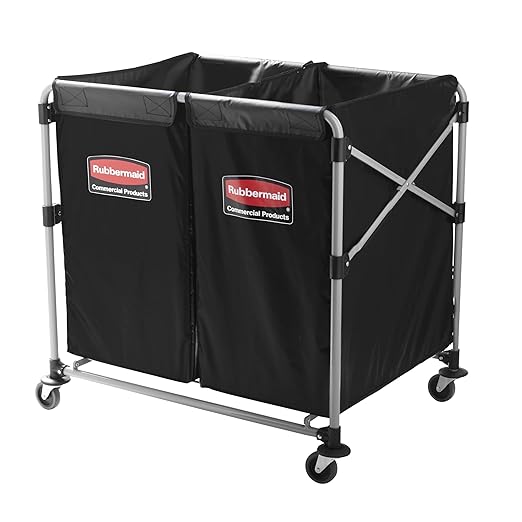 Rubbermaid Commercial Products Collapsible X Cart, Black Multistream, Steel Industrial Laundry/Trash Cart with Wheels for Hotels/Hospitals/Nursing Homes/Offices