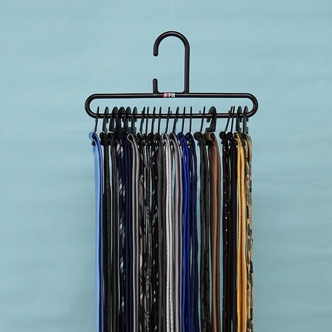 Shinko Hanger Tie Hanger (Includes 20 Hooks), Black