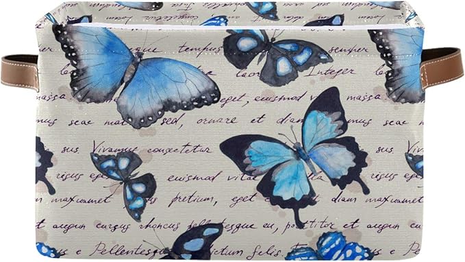 Butterflies Storage Baskets,Decorative Collapsible Rectangular Canvas Fabric Storage Bin for Home