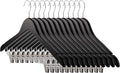 Tosnail 12-Pack Wooden Pants Clothes Hangers, Wooden Suit Hangers with Steel Clips and Hooks, Natural Solid Wood Collection Skirt Hangers, Standard Clothes Hangers - Black