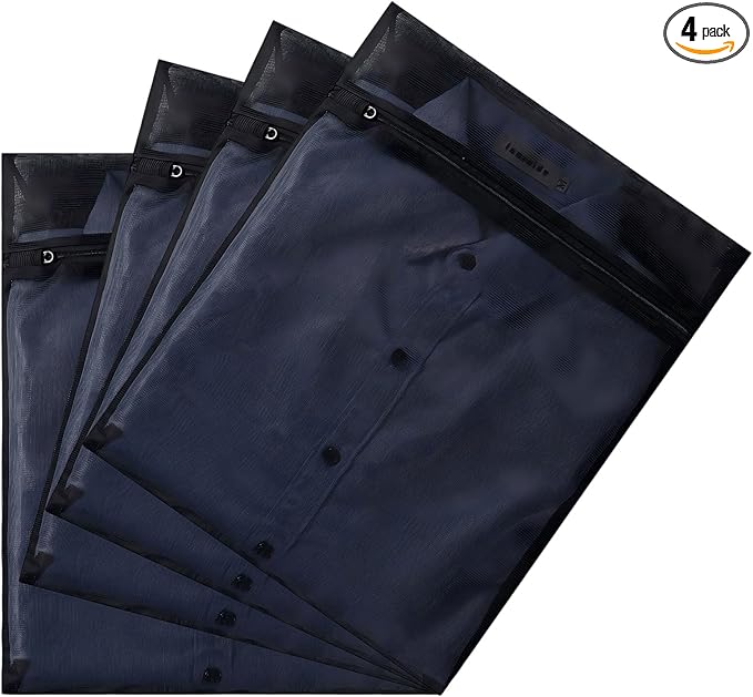 4 pack Mesh Laundry Bags,Mesh Wash Bags,Lingerie Bags for Washing Delicates,12 x 16 Inches lingerie bags for Laundry, Travel Storage Organize Bag for Cotton Clothes,Sheet, Shoes(BLACK)