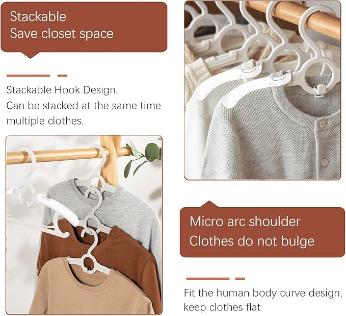 Baby Nursery Closet Hangers, Ultra Thin Non-Slip and Extendable Laundry Infant Pant Hanger for Newborn Clothes 20pcs11-14" Adjustable Children Coat Hanger for Girl Boy Toddler Kids Child