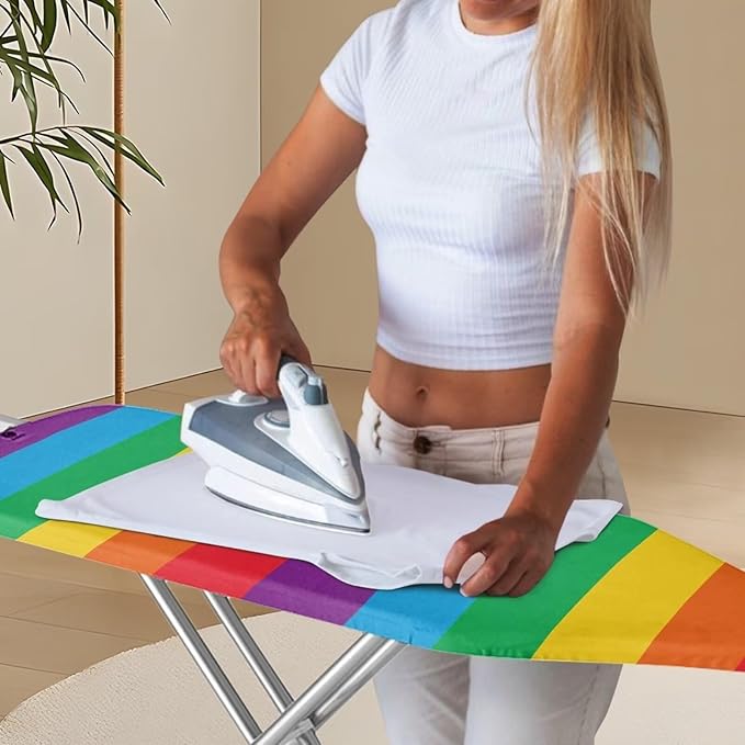 Rainbow Stripes Fabric Cover for Extra Wide 15 x 54 Ironing Boards, Non Stick Scorch and Stain Resistant Standard Size Ironing Board Cover, Home Ironing Decor