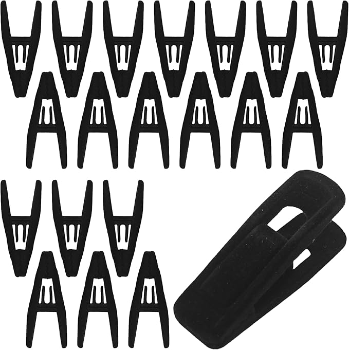 20PCS Velvet Hanger Clips, Non-Slip Velvet Clips Strong Finger Clips Clothes Clips Pants Hangers Clips, Black