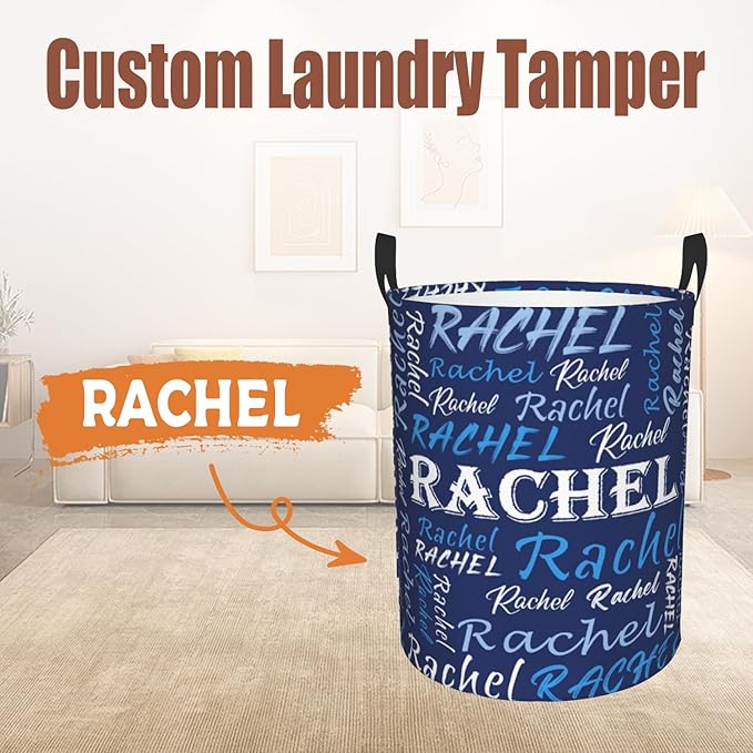 Custom Name Laundry Hamper, Personalized Laundry Basket with Name for Baby Boys Girls, Customized Collapsible Dirty Clothes Hamper Storage with Handles for Bedroom Bathroom Dorm Room Decor