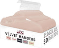 LDC Pink Velvet Hangers 30 Pack - Premium Non-Slip Clothes Coat Pants Felt Hanger for Closet - Heavy Duty Space Saving 360° Swivel Hook Hangars - Pink