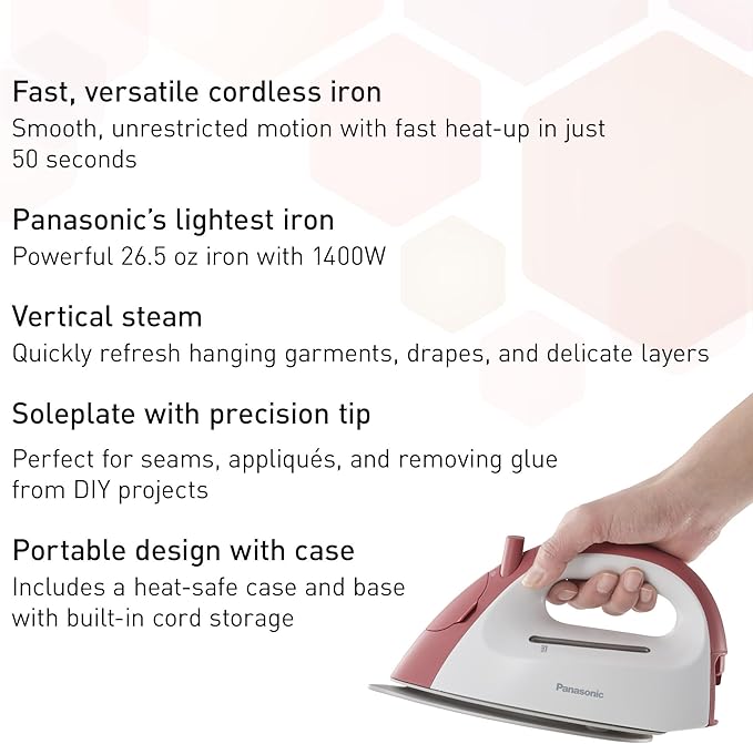 Panasonic Cordless Steam Iron, Compact, Light, with Charging Station NI-QL300R
