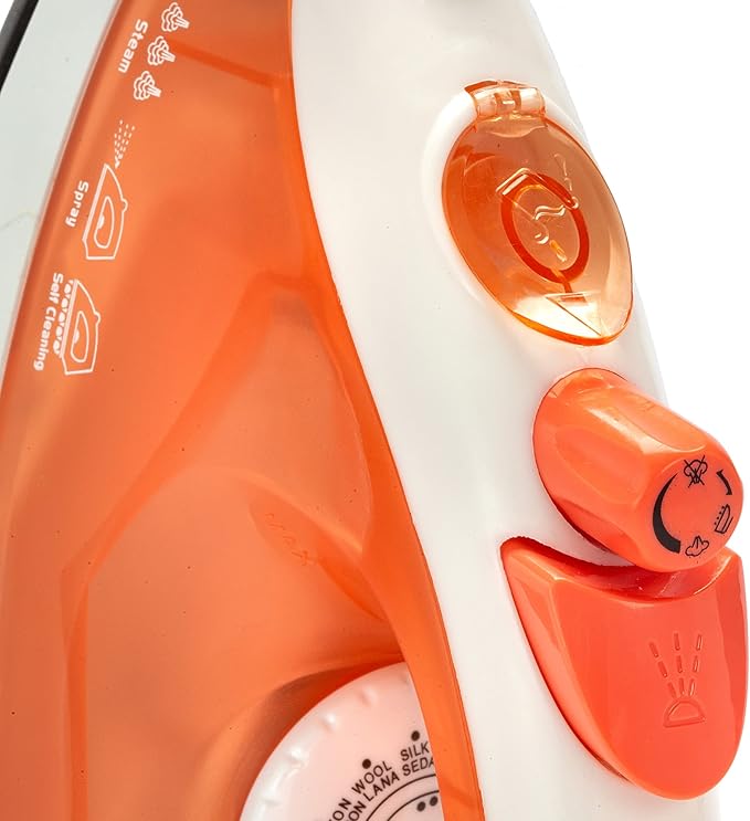 Dominion Steam Iron for Clothes With Non-Stick Soleplate, Lightweight 1200W Clothes Iron With Adjustable Thermostat Control, Self Clean, Pivoting Cord, and Steam/Dry/Spray Functions, Coral