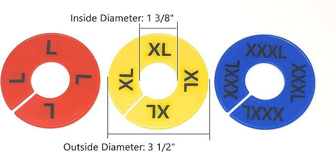 Clothes Size Dividers | 40 Pieces 8 Colors XXS-XXXL | Ultimate Clothing Rack Dividers | Round Clothes Rack Clothes Hangers, Commercial Clothing Racks, Clothing Shops by GIDABRAND