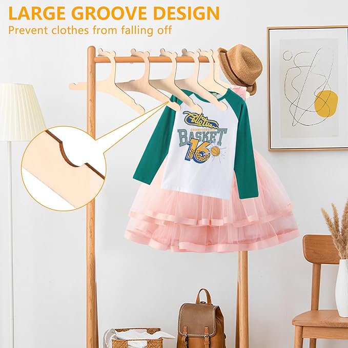 20Pcs Wooden Kids Hangers 9 inch Reusable Smooth Wooden Kids Hangers Cute Bear Baby Nursery Closet Hangers Newborn Hangers for Baby Toddler Kids Clothes Pants