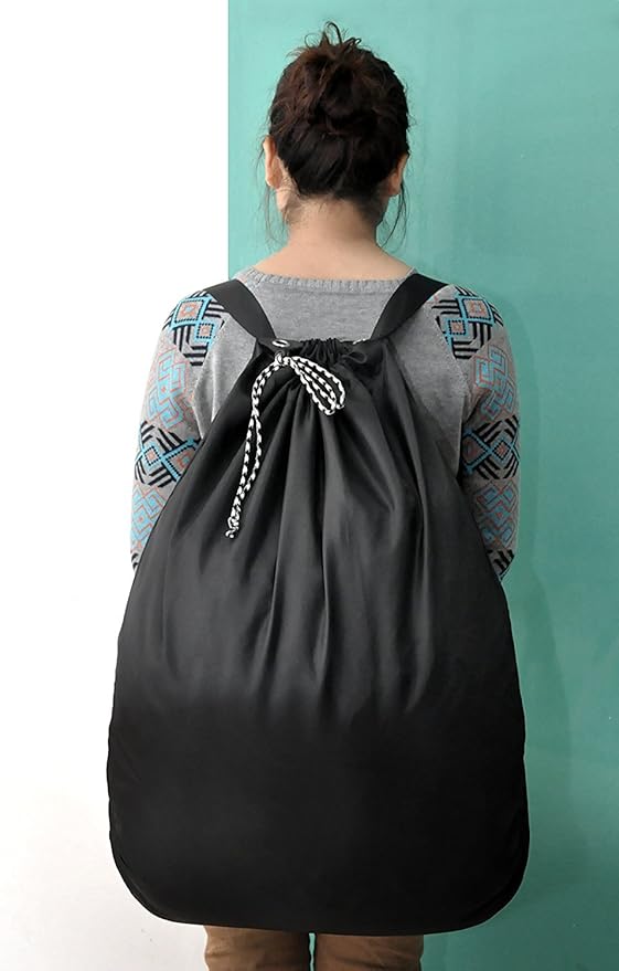 iwill CREATE PRO Laundry Backpack with Adjustable Shoulder Straps, Drawstring Laundry Storage Bags for in Launderettes, laundromat, College Dorm Room, Black
