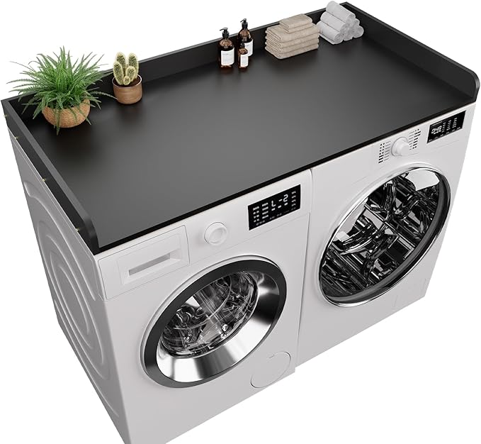 Washer Dryer Countertop, 27.5 x 54 Inch Washer and Dryer Countertop for Laundry Room Organization with Edge Wooden, Black