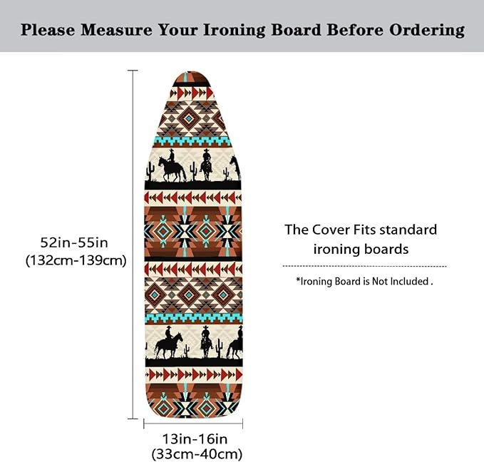 SEANATIVE Western Aztec Horse Print Standard Ironing Board Cover Stain Resistant and Dustproof Thick Cover Purple Blue Gradient Protective Ironing Board Pad Covers