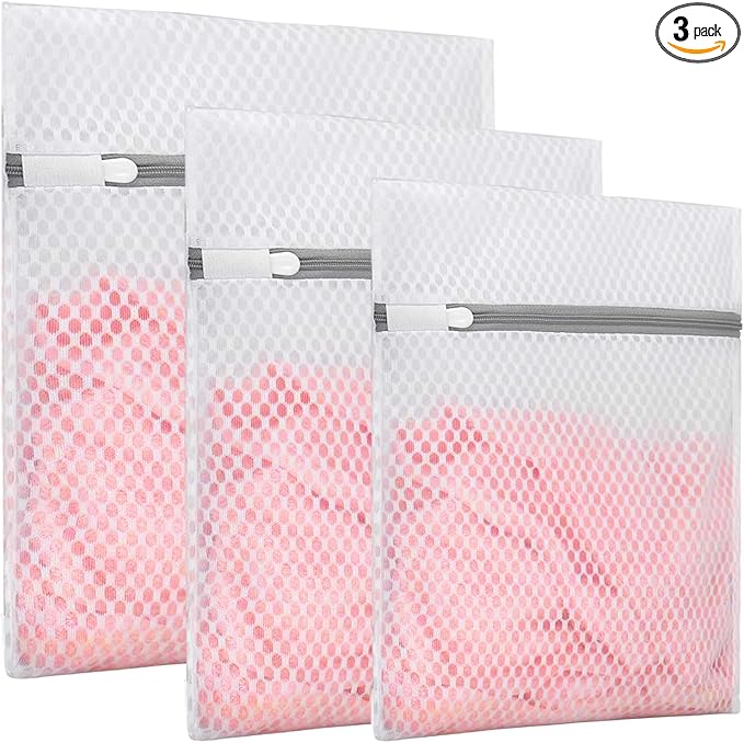 3 Pcs Honeycomb Mesh Laundry Bags， Durable and Reusable Wash Bag Travel Organization Bag for - Protect Clothes in Washing Machine - 1 Large 1 Medium 1 Small