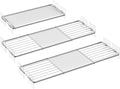 Rod Closet Shelves,Expandable-Large Metal Storage Racks,3 Packs DIY Dividers Separators for Cabinet Wardrobe Cupboard Pantry Kitchen Bathroom (Silver,7.9" D x 17"-31" W,3PCS)