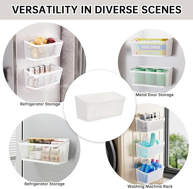 2Pcs Magnetic Spice Rack for Fridge Magnet Hanging Basket Holder for Seasonings Fruit Vegetables Coffee Beans Magnetic Organizer Shelf, Kitchen Refrigerator Organizers