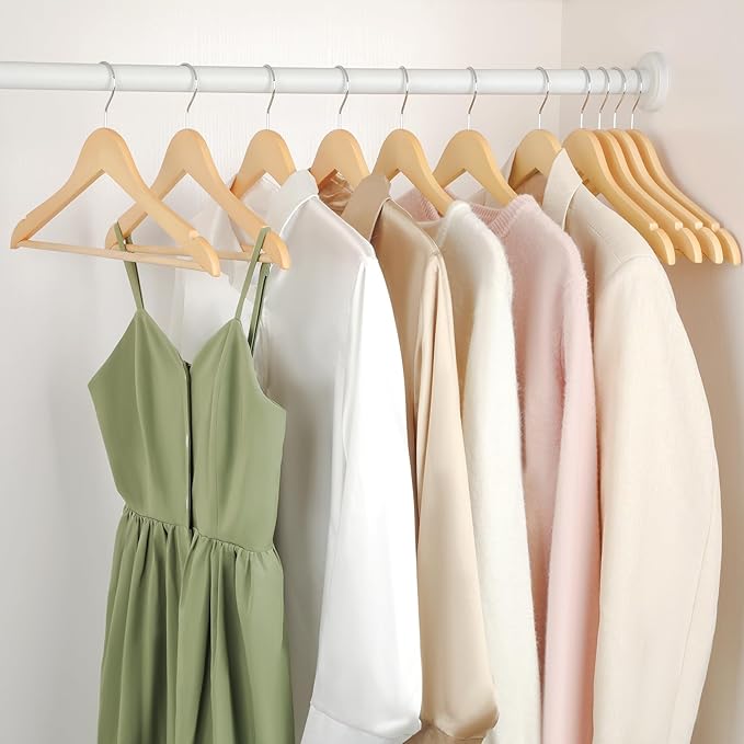 TOPIA HANGER Premium Wooden Hangers 30 Pack, Natural Wood Clothes Hangers, Durable Coat Hanger, 360° Swivel Hook, Non-Slip Shoulder Notches for Strap Dress, Shirt, Pant, Jacket-CT54N30