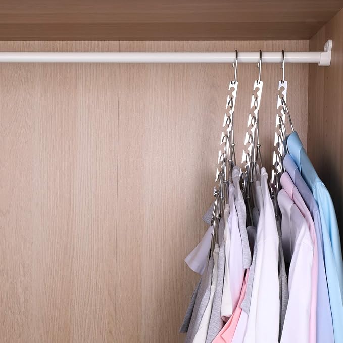 GEFTOL Space Saving Hangers Metal Hanger Magic Cascading Hanger Closet Clothes Organizer(4 Pack)