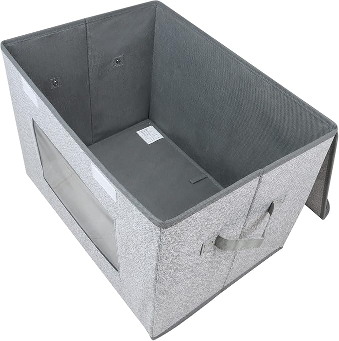Univivi Larger Fabric Collapsible Storage Bins, Foldable Storage Boxes with Lids, Storage Cube Organizer Basket for Home, Closet, Bedroom(Gray, 17“ x 12” x 12")