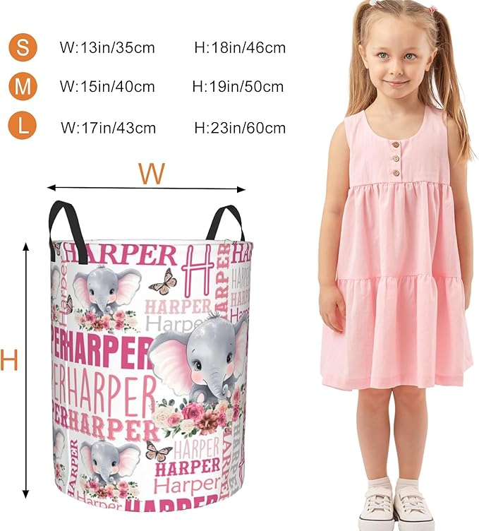 Custom Name Laundry Basket, Personalized Collapsible Laundry Hamper with Name for Bathroom Bedrooms, Customized Dirty Clothes Hamper Storage Basket Gifts for Kids Boys Girls Baby Men Women