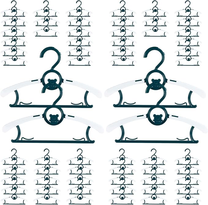 Anti-Slip Space Saving Heavy Duty Plastic Baby Hangers, Dark Green, 60 Pieces