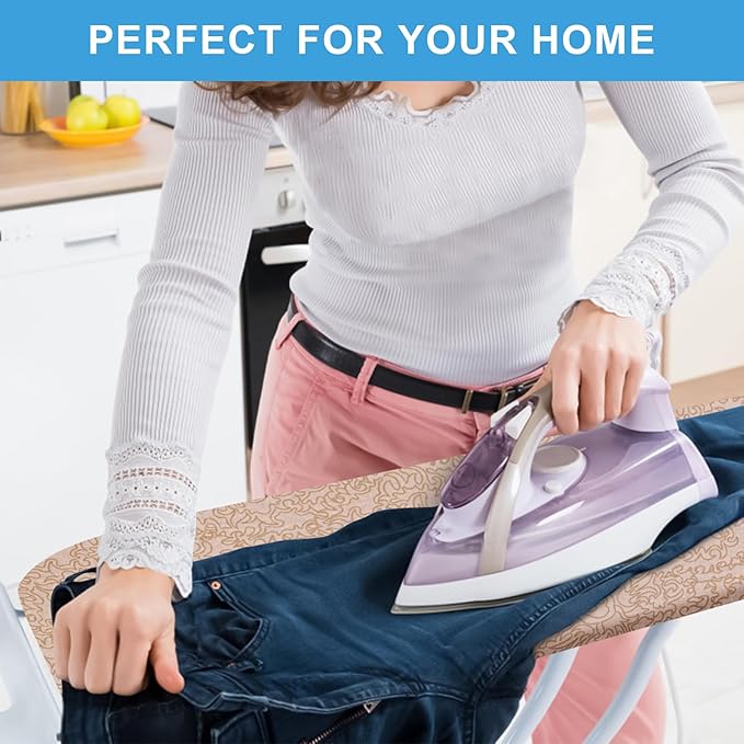 Dalykate 15x54 Ironing Board Cover and Pad with Elastic Edge and Scorch and Stain Resistant Thick Padding Ironing Board Covers 4 Fasteners and Protective Scorch Mesh Cloth