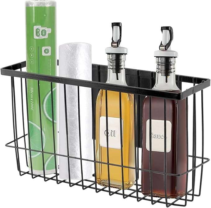 Magnetic Dryer Ball Holder, Kitchen Moveable Magnetic Storage Holder, Magnetic Basket Organizer Shelf Rack for Refrigerator, Kitchen Counter, Laundry Room, Bathroom (Black)