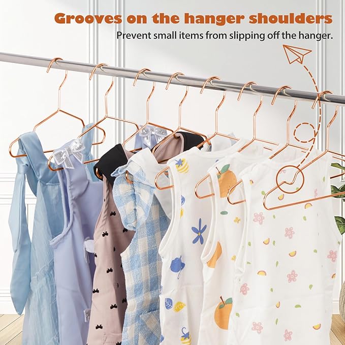 VWV Copper Hanger, 20 Pack 9.84 Inch Kids Baby Metal Hanger, Sturdy Baby Hangers for Wardrobe, Space Saving Toddler Hangers