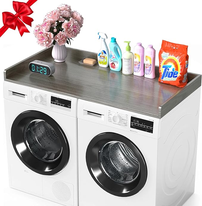 Washer Dryer Countertop: 27.5" x 54" Laundry Topper for Washer and Dryer - Non-Slip Washer and Dryer Countertop with Safety Edge - Laundry Room Organization (Gray)