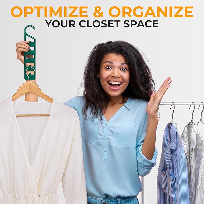 CraftyCrocodile Space Saving Hangers for Clothes - 2 in Pack, Heavy Duty Plastic, Multi Closet Space Savers for Shirts, Pants, Jeans, Sweaters - Hanger Organizer Space Saver
