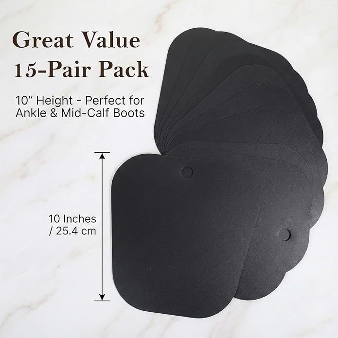 30 Pieces (15 Pairs) Boot Shapers, Form Inserts Keeper Black Tall Boots Support Holders for Women and Men to Keep Shape