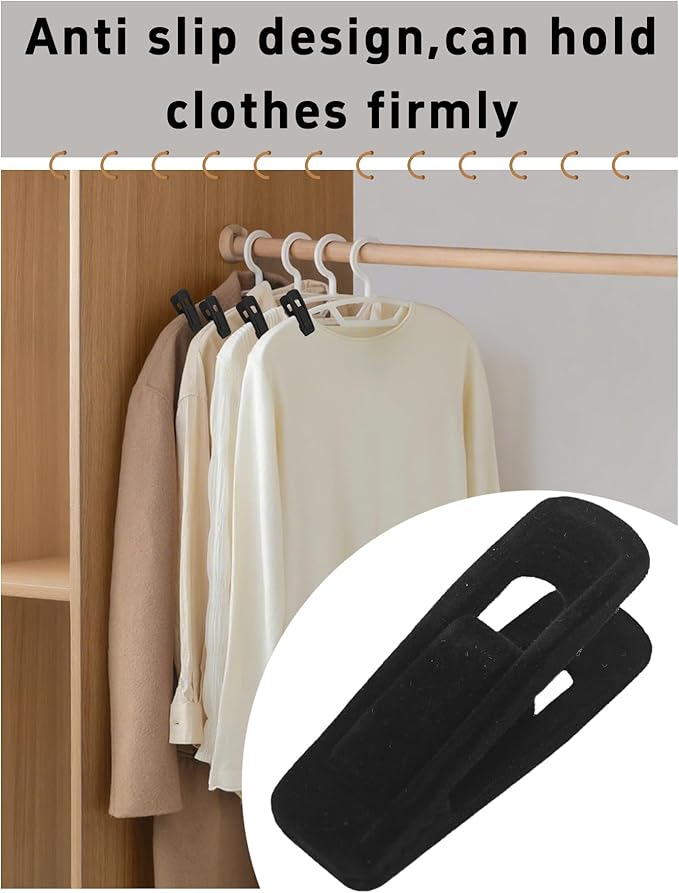 20PCS Velvet Hanger Clips, Non-Slip Velvet Clips Strong Finger Clips Clothes Clips Pants Hangers Clips, Black