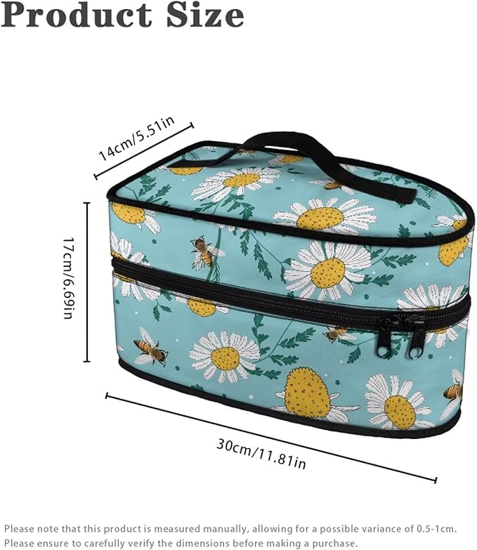 Daisy Flower Portable Iron Storage Bag Dustproof Bags for Travel Mini Steam Iron Universal for Most Iron Home Decoration,Easy to Carry(Bag Only)