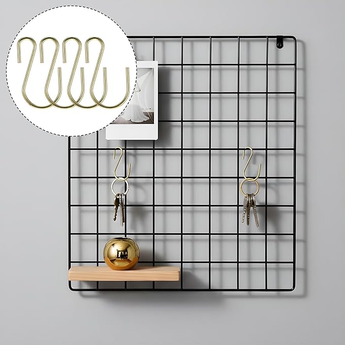 100 Pcs 1 Inch Mini S Hooks for Hanging, Metal S Shaped Hook Mini S Wire Hanger‌ Connectors Ornament Hooks for Hanging Jewelry Small Kitchenware Potted Plants(Gold)