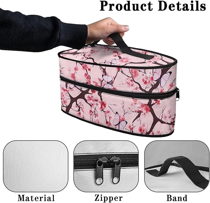 Rchsmod Cherry Blossom Butterfly Print Steam Iron Case Travel Iron Holder Bag Steamer Organizer Carrying Case Iron Accessories, Case Only