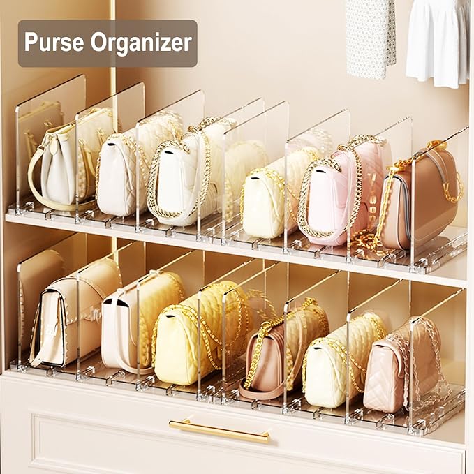 Clear Kids Shoe Rack Holder for Closet Storage Organizer Stackable Shoes Shelf Dividers for Purse Handbag Book File Organizer(2PACK)