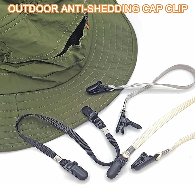 5 Pieces Adjustable Hat Strap Clips Windproof Anti-Loss Cap Strap Clips Hat Chin Cord for Travel, Golfing, Fishing