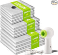 12 Pack Vacuum Bags for Travel with Rechargeable Air Pump Equipped LED Light, Vacuum Storage Bags(4L+4M+4S), 80% Space Saver Vacuum Seal Bags for Blankets, Comforters, Lugggage