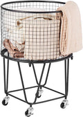 VEVOR Laundry Basket with Wheels, Metal Storage Cart Deep Set Rolling Mesh Laundry Hamper, 60 LBS Large Load Capacity, 17" x 17" x 24", Black