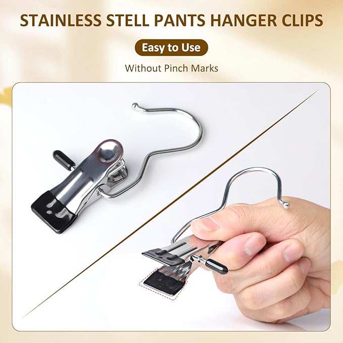 Leggings Organizer for Closet, Portable Pants Hangers for Travel, 20 PCS Hanging Clips with Non-Slip Rubber Coated, Space Saving Closet Organizers and Storage for Boot Hats Shorts Jeans