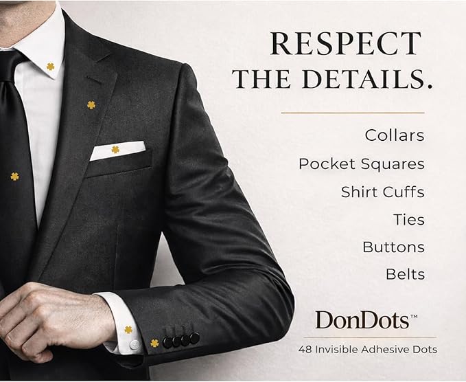 Adhesive Collar Stay Dots for Dress Shirts, Invisible Collar Support, Fabric-Safe, No-Sew Alternative to Collar Stays, Don Dots All-Day Hold