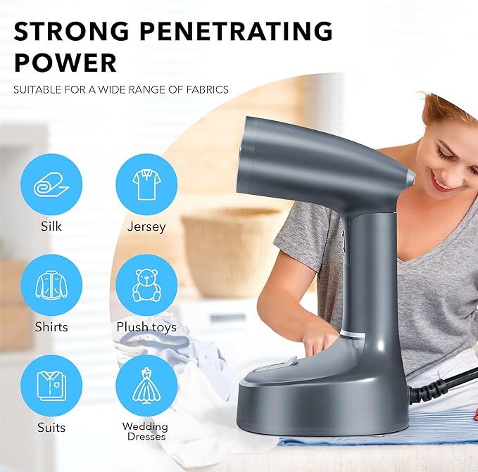Steamer for Clothes,Fast Heat-up & Wrinkle Removal Handheld Steam Garment Steamer, Portable 1600W,200ml Tank Clothes Steamer,and Convenient for Home & Travel Use,Suitable for All Fabrics(Grey)