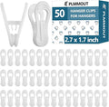 White Hanger Clips 50 PCS,Velvet Hanger Clips for Plastic Hangers,Pants Hanger Clips,White Finger Clips,Plastic Hanger Clips for Skirt Pants Hangers Clothes Hangers,Strong Pinch Grip