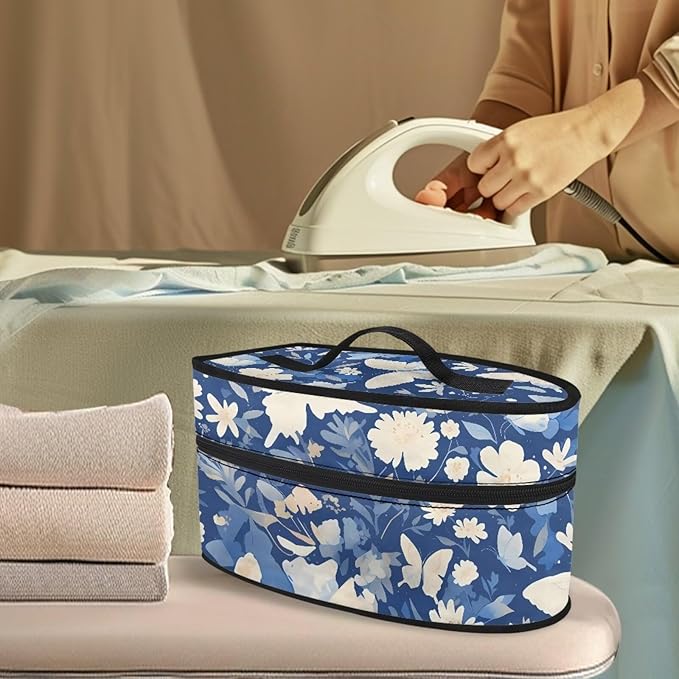 Butterfly Flower Leaves Iron Portable Storage Bag for Travel Full Size Iron Tote Bag Compatible with Mini Project Steam Irons Portable Iron Protective Cover