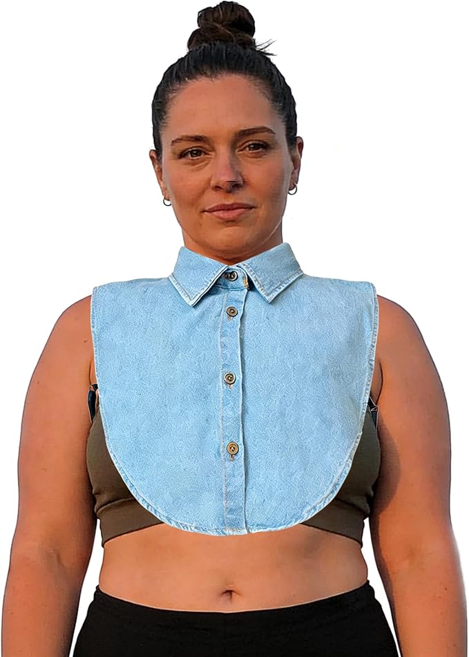 Denim Detachable Collar Faux Dickey Half Shirt Blouse False Decorative Choker