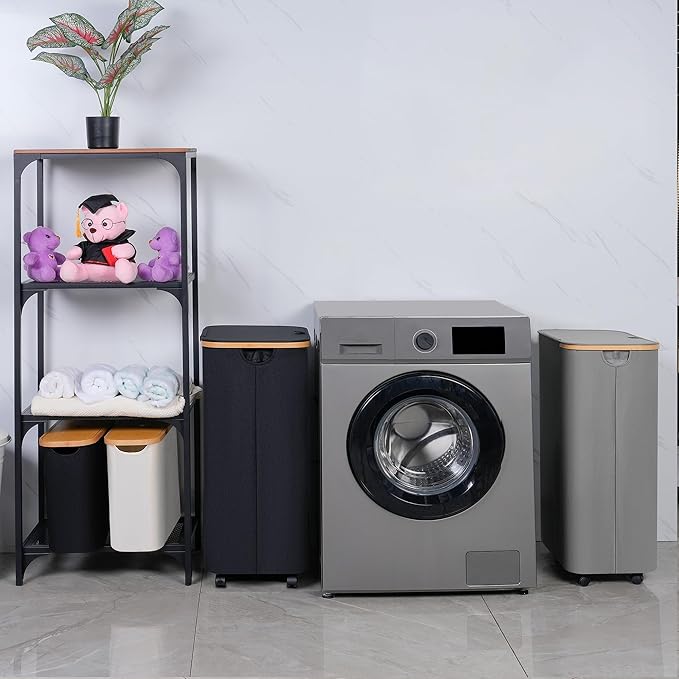 Laundry 110L Hamper with Wheels,Clothes Hamper for Laundry,Laundry Basket with Lid and Inner Bag, for Laundry Room, Bedroom, Dormitory Storage,Grey