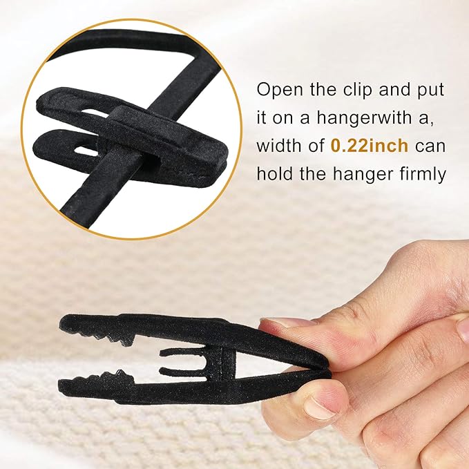 Velvet Hangers Clips Flocked Finger Clips Velvet Clothes Clips Strong Pants Hangers Clips for Slim-line Clothes Velvet Hangers (48 Pieces)