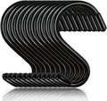 3 Inch 12 Pack Small S Hooks,Heavy Duty S Hook for Hanging Plants,Vinyl Coated Non Slip Black S Hook Pot Rack Closet Hooks for Hanging Clothes, Kitchen Utensil, Pots, Pans, Bags ﻿